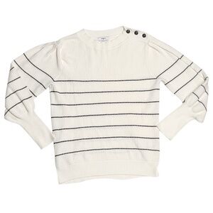 NWOT Suncoo Paris L/S Blue And White Striped Sweater Size:Large 100% Cotton